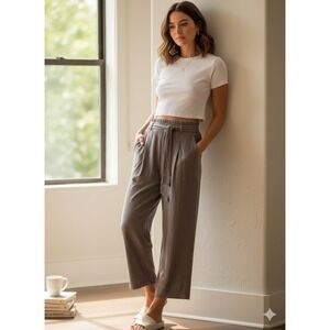 Z SUPPLY Yara Slub Pants in Taupe | Aesthetic Wide Leg Lounge Trousers Medium